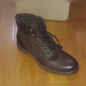 RED ALE BY ALESBURY MEN'S BROWN FAUX LEATHER HIKING BOOTS SIZE 13 NWOB